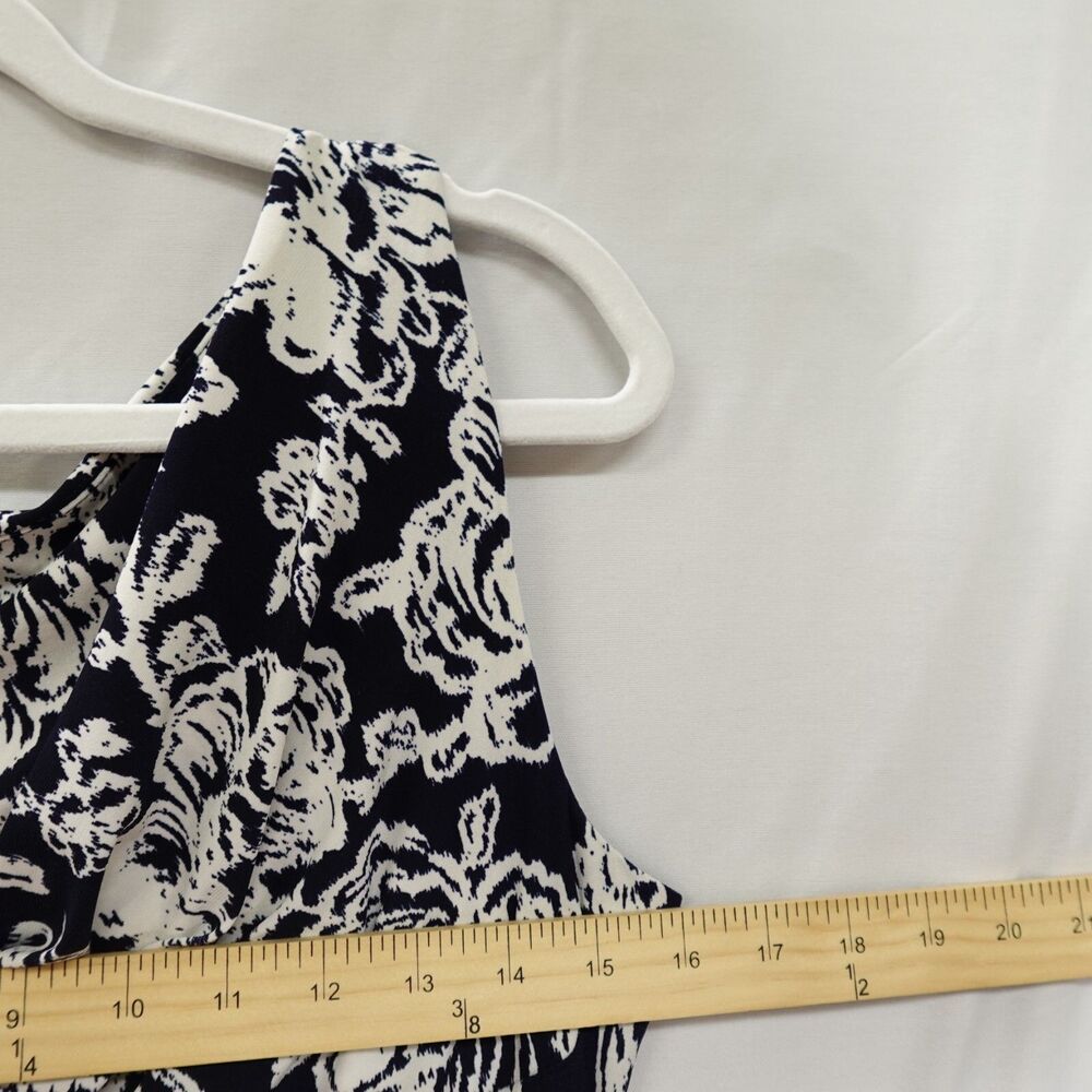 Lauren Ralph Lauren Dress Women’s Size 10 Ruched Navy White Floral Formal Spring - Picture 4 of 16
